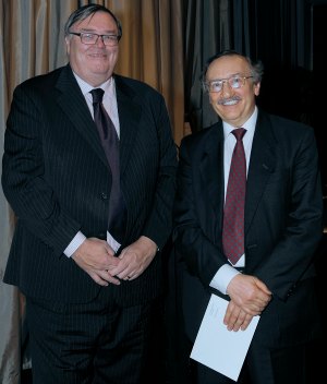 Justice Heath with Peter Devonshire - joint winner Northey Award 2013