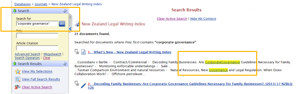 Legal writing index - search function illustrated