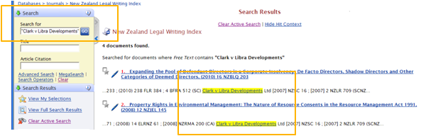 Brookers Online - legal writing index search results