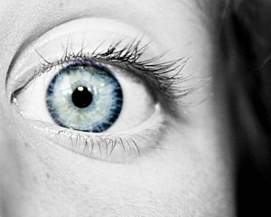 wide open blue eye