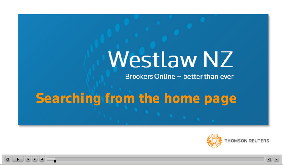 Westlaw NZ tutorial  cover image - home page search