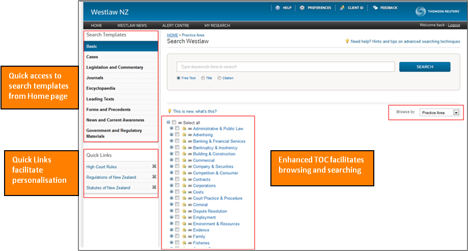 Westlaw NZ homepage updates