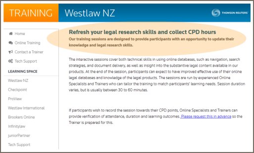 WestlawNZ-CPD Training Thomson Reuters NZ