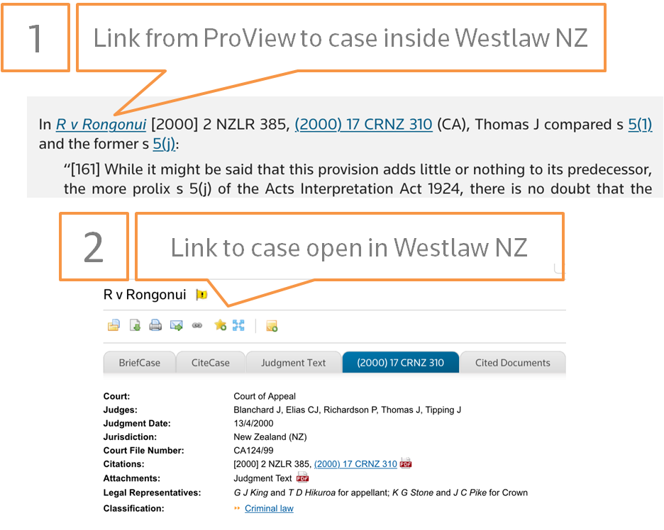 ProView linking to Westlaw NZ cases